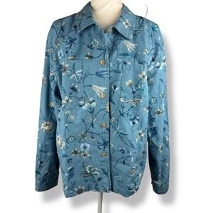 Coldwater Creek Jacket Womens Size‎ XL Floral Cotton Cottagecore Vintage 90s USA